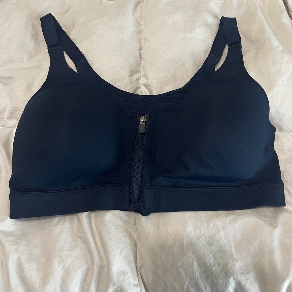 Women's Black Zip-Front Sports Bra